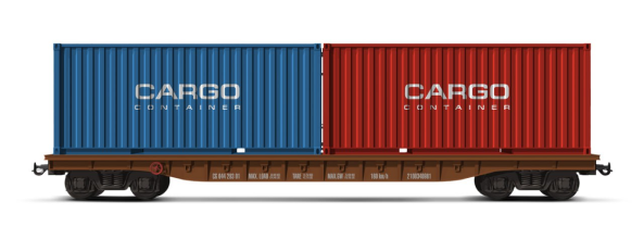 Freight wagon with standard 20-feet containers
